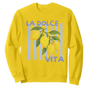 La Dolce Vita Lemon Italian Summer Sweatshirt Blue Striped TS11 Daisy Print Your Wear