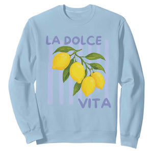 La Dolce Vita Lemon Italian Summer Sweatshirt Blue Striped TS11 Light Blue Print Your Wear