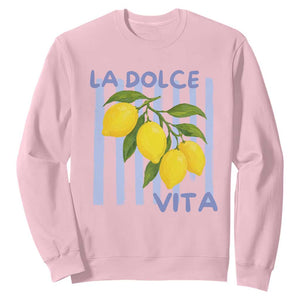 La Dolce Vita Lemon Italian Summer Sweatshirt Blue Striped TS11 Light Pink Print Your Wear