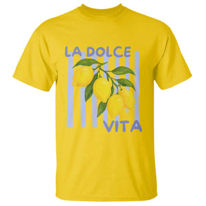 La Dolce Vita Lemon Italian Summer T Shirt Blue Striped TS11 Daisy Print Your Wear
