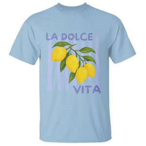 La Dolce Vita Lemon Italian Summer T Shirt Blue Striped TS11 Light Blue Print Your Wear
