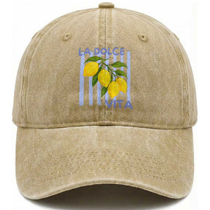 La Dolce Vita Lemon Italian Summer Washed Cotton Baseball Cap Blue Striped TS11 Print Your Wear