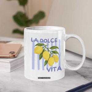 La Dolce Vita Lemon Italian Summer Coffee Mug Blue Striped TS11 Print Your Wear