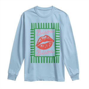 French Bisous Paris Vacation Retro Summer Vibes Long Sleeve Shirt TS11 Light Blue Print Your Wear