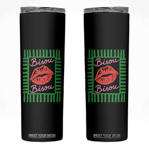 French Bisous Paris Vacation Retro Summer Vibes Skinny Tumbler TS11 Black Print Your Wear