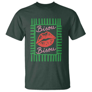 French Bisous Paris Vacation Retro Summer Vibes T Shirt TS11 Dark Forest Green Print Your Wear
