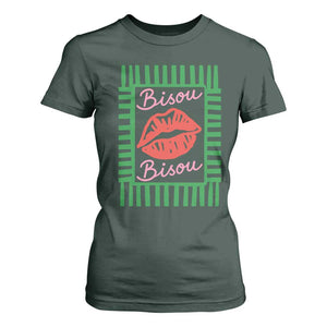 French Bisous Paris Vacation Retro Summer Vibes T Shirt For Women TS11 Dark Forest Green Print Your Wear