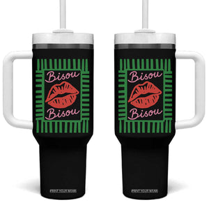 French Bisous Paris Vacation Retro Summer Vibes Tumbler With Handle TS11 One Size: 40 oz Black Print Your Wear