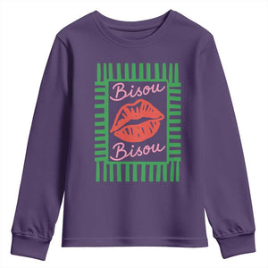 French Bisous Paris Vacation Retro Summer Vibes Youth Sweatshirt TS11 Purple Print Your Wear