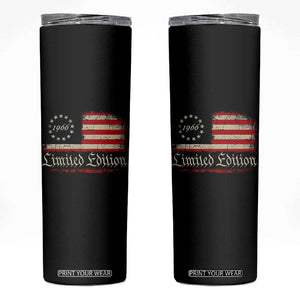 60th Birthday 1966 Limited Edition Skinny Tumbler Gifts for 60 Years Old Vintage American Flag