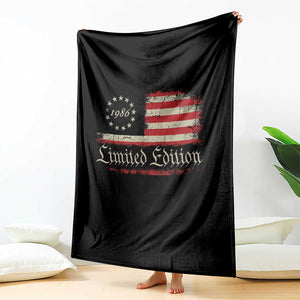 40th Birthday 1986 Limited Edition Throw Blanket Gifts for 40 Years Old Vintage American Flag
