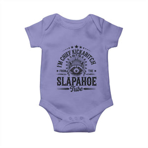 Funny I'm Chief Kickabitch From The Slapahoe Tribe Baby Onesie Native American Racoon TS11 Violet Print Your Wear