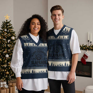 Funny I'm Chief Kickabitch From The Slapahoe Tribe V-Neck Knit Sweater Vest Native American Racoon TS11 Navy Beige Print Your Wear