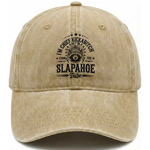 Funny I'm Chief Kickabitch From The Slapahoe Tribe Washed Cotton Baseball Cap Native American Racoon