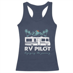 Funny RV Pilot Camping Racerback Tank Top Enjoying The Journey Motorhome Travel Vacation TS11 Navy Print Your Wear