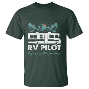 Funny RV Pilot Camping T Shirt Enjoying The Journey Motorhome Travel Vacation TS11 Dark Forest Green Print Your Wear