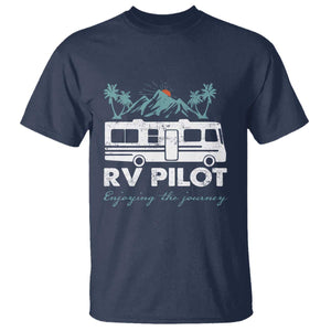 Funny RV Pilot Camping T Shirt Enjoying The Journey Motorhome Travel Vacation TS11 Navy Print Your Wear