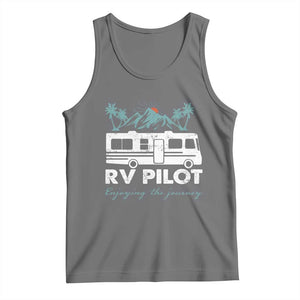 Funny RV Pilot Camping Tank Top Enjoying The Journey Motorhome Travel Vacation TS11 Black Heather Print Your Wear