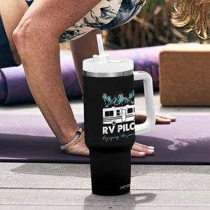 Funny RV Pilot Camping Tumbler With Handle Enjoying The Journey Motorhome Travel Vacation TS11 Print Your Wear