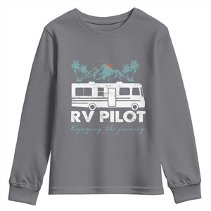 Funny RV Pilot Camping Youth Sweatshirt Enjoying The Journey Motorhome Travel Vacation TS11 Charcoal Print Your Wear