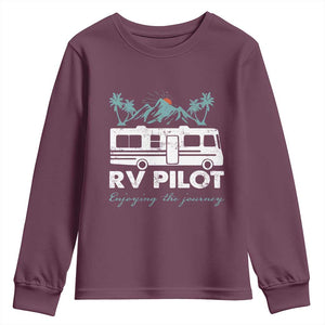 Funny RV Pilot Camping Youth Sweatshirt Enjoying The Journey Motorhome Travel Vacation TS11 Maroon Print Your Wear