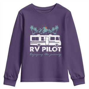 Funny RV Pilot Camping Youth Sweatshirt Enjoying The Journey Motorhome Travel Vacation TS11 Purple Print Your Wear