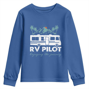 Funny RV Pilot Camping Youth Sweatshirt Enjoying The Journey Motorhome Travel Vacation TS11 Royal Blue Print Your Wear