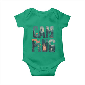 Camping Nature Adventure Campfire Tent Mountains Baby Onesie TS11 Irish Green Print Your Wear