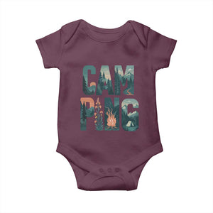 Camping Nature Adventure Campfire Tent Mountains Baby Onesie TS11 Maroon Print Your Wear