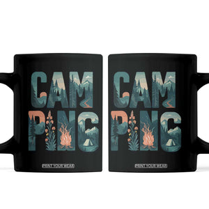 Camping Nature Adventure Campfire Tent Mountains Coffee Mug TS11 Black Print Your Wear
