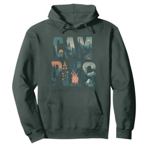 Camping Nature Adventure Campfire Tent Mountains Hoodie TS11 Dark Forest Green Print Your Wear