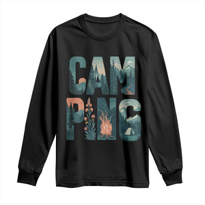Camping Nature Adventure Campfire Tent Mountains Long Sleeve Shirt TS11 Black Print Your Wear