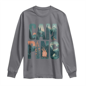 Camping Nature Adventure Campfire Tent Mountains Long Sleeve Shirt TS11 Charcoal Print Your Wear
