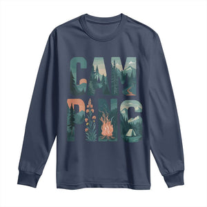 Camping Nature Adventure Campfire Tent Mountains Long Sleeve Shirt TS11 Navy Print Your Wear