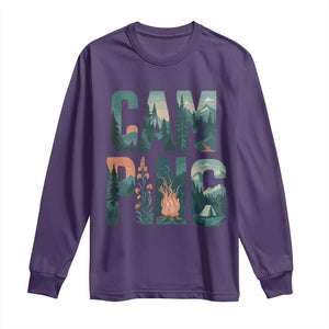 Camping Nature Adventure Campfire Tent Mountains Long Sleeve Shirt TS11 Purple Print Your Wear