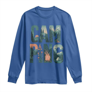 Camping Nature Adventure Campfire Tent Mountains Long Sleeve Shirt TS11 Royal Blue Print Your Wear