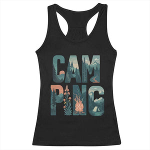 Camping Nature Adventure Campfire Tent Mountains Racerback Tank Top TS11 Black Print Your Wear
