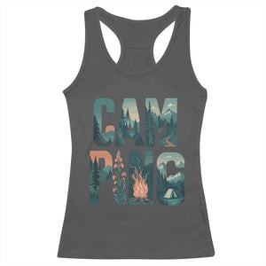 Camping Nature Adventure Campfire Tent Mountains Racerback Tank Top TS11 Dark Heather Print Your Wear