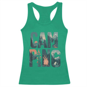 Camping Nature Adventure Campfire Tent Mountains Racerback Tank Top TS11 Irish Green Print Your Wear