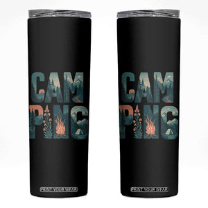Camping Nature Adventure Campfire Tent Mountains Skinny Tumbler TS11 Black Print Your Wear
