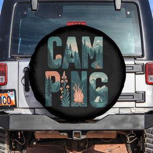 Camping Nature Adventure Campfire Tent Mountains Spare Tire Cover TS11 No hole Black Print Your Wear