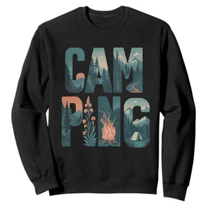 Camping Nature Adventure Campfire Tent Mountains Sweatshirt TS11 Black Print Your Wear