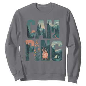 Camping Nature Adventure Campfire Tent Mountains Sweatshirt TS11 Charcoal Print Your Wear