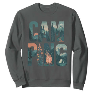 Camping Nature Adventure Campfire Tent Mountains Sweatshirt TS11 Dark Heather Print Your Wear