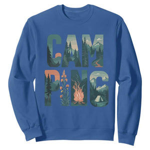 Camping Nature Adventure Campfire Tent Mountains Sweatshirt TS11 Royal Blue Print Your Wear