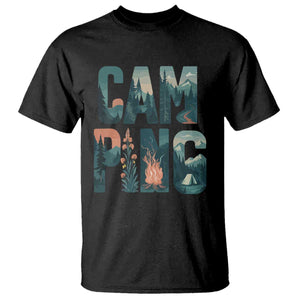 Camping Nature Adventure Campfire Tent Mountains T Shirt TS11 Black Print Your Wear