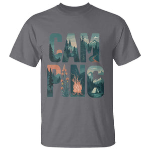 Camping Nature Adventure Campfire Tent Mountains T Shirt TS11 Charcoal Print Your Wear