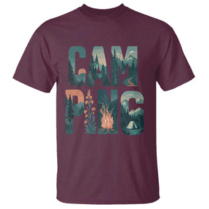 Camping Nature Adventure Campfire Tent Mountains T Shirt TS11 Maroon Print Your Wear