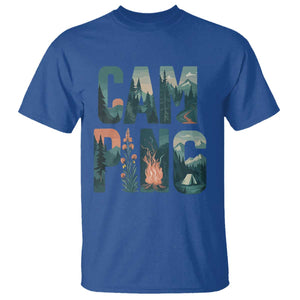 Camping Nature Adventure Campfire Tent Mountains T Shirt TS11 Royal Blue Print Your Wear