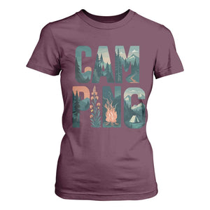 Camping Nature Adventure Campfire Tent Mountains T Shirt For Women TS11 Maroon Print Your Wear